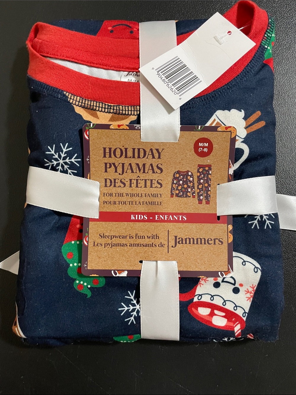 Nwt’s Kids Holiday Pajama Set - Navy with Red Trim (M/M 7-8)